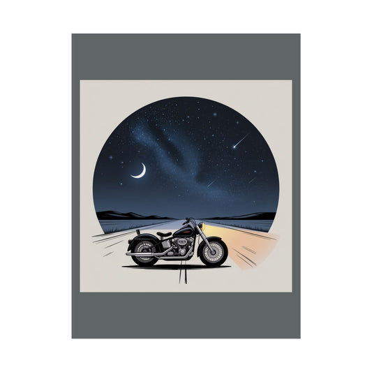 Motorcycle Night Sky Rolled Posters, Vintage Decor, Motorcycle Art, Wall Art Prints, Gift for Riders
