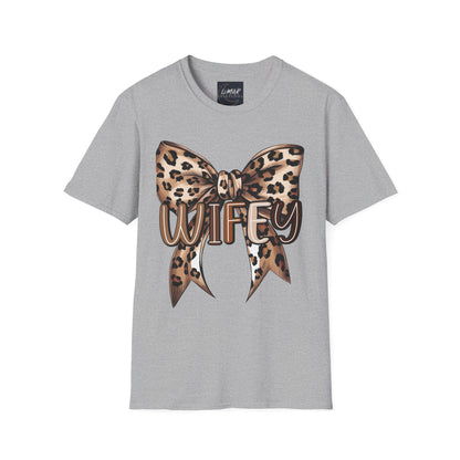 Wifey Leopard Bow T-Shirt — 'WIFEY' Leopard Print Bow Tee