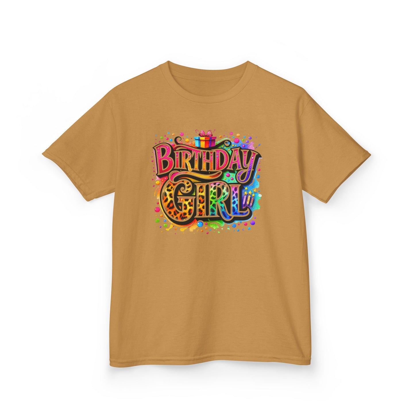 Birthday Girl Kids T‑Shirt — Colorful Confetti Party Tee