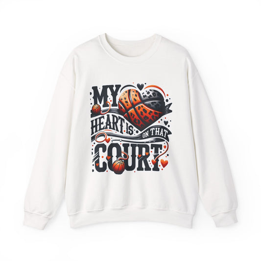 Basketball 'My ❤️Is On That Court' Crewneck Sweatshirt