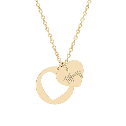 Engravable Heart Cutout Necklace — Personalized Mom/Family Pendant (Silver or Rose Gold)