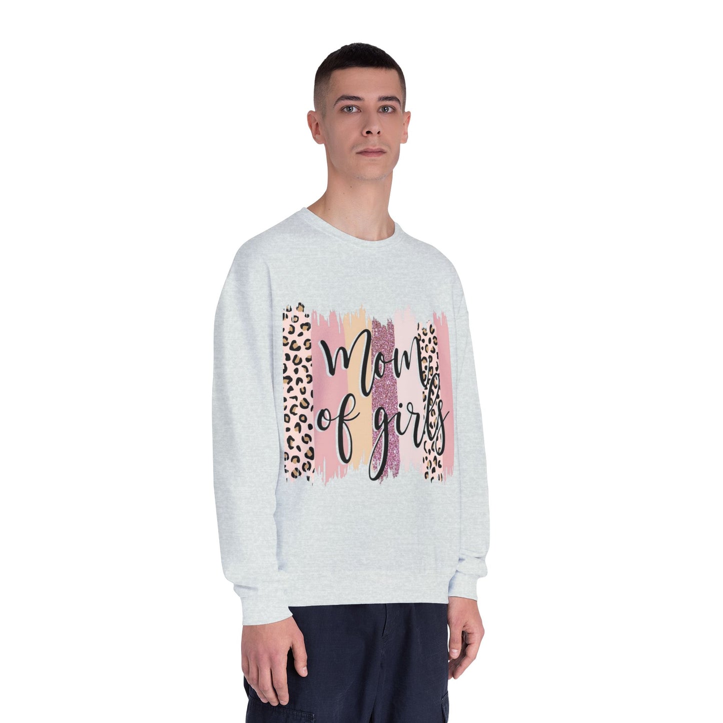 Mom of Girls Leopard Brushstroke Crewneck Sweatshirt