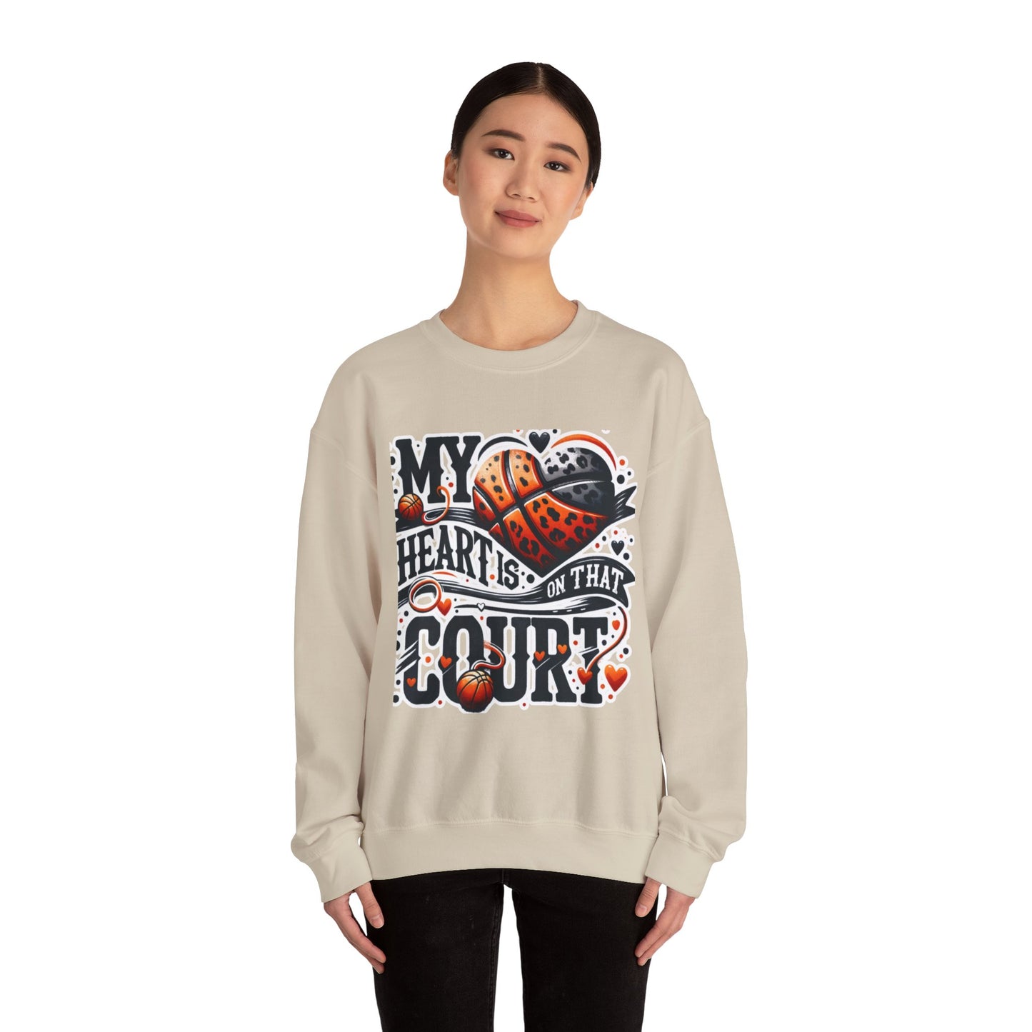 Basketball 'My ❤️Is On That Court' Crewneck Sweatshirt