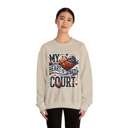 Basketball 'My ❤️Is On That Court' Crewneck Sweatshirt