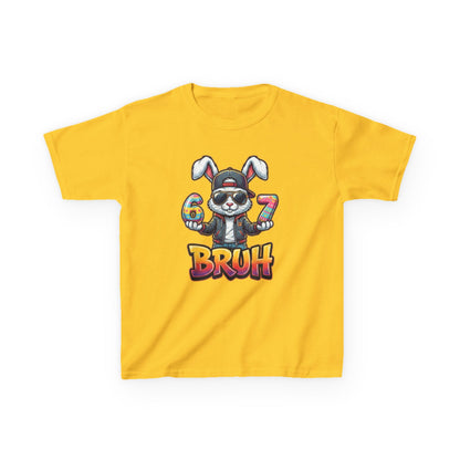 Kids 'Bruh 6 7' Bunny Graphic Tee — Cool Cartoon Bunny Shirt for Kids