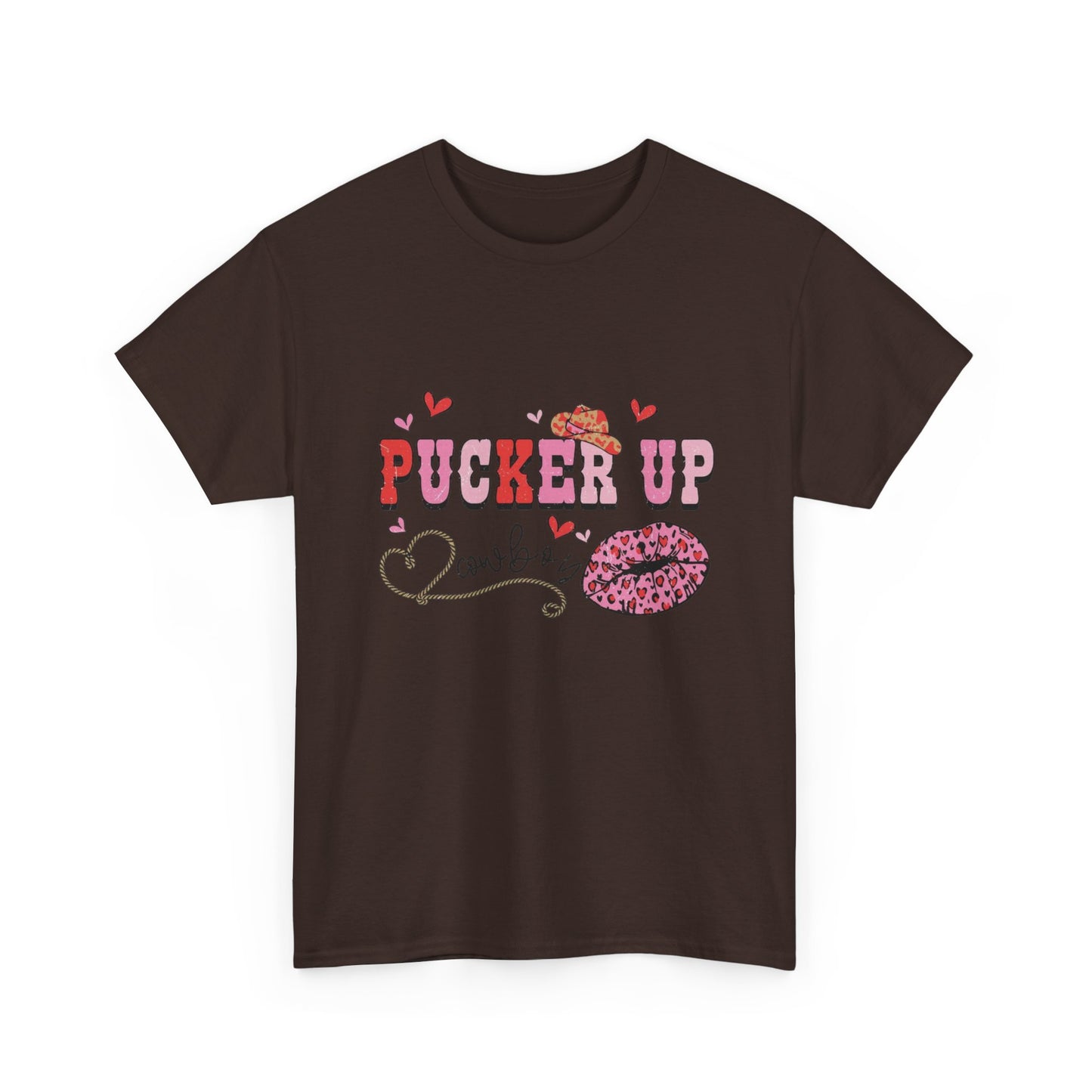 Pucker Up Kiss Graphic Tee – Cute Valentine’s Day Leopard Lip Design