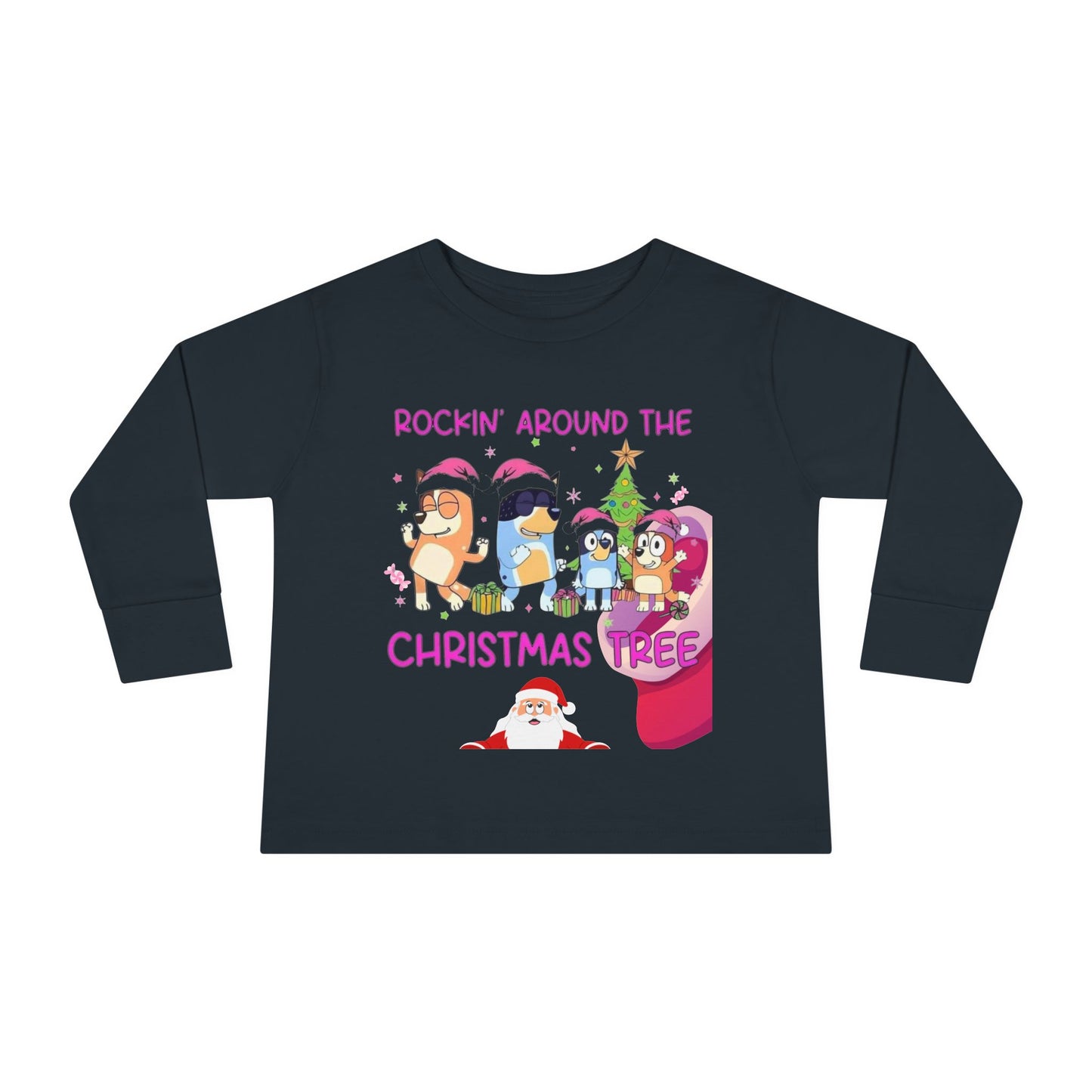 Toddler Long Sleeve Tee - "Rockin' Around the Christmas Tree" Cute Holiday Animal Choir Shirt