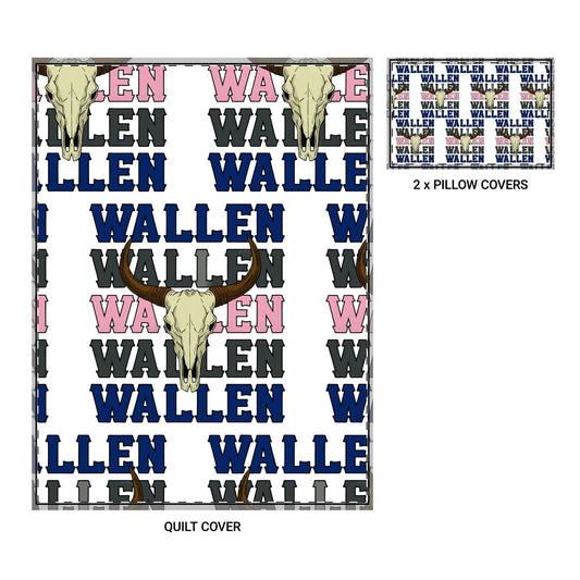 Wallen Skull Quilt Cover Set – 3-Piece Western Bedding with Bull Skull Pattern