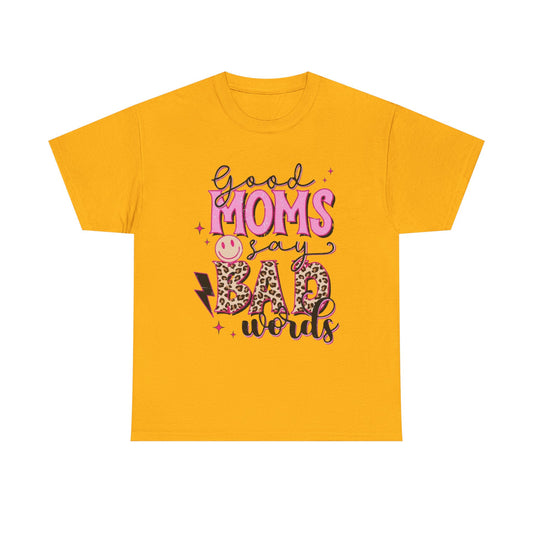 T-Shirt — "Good Moms Say Bad Words" Pink Leopard Graphic Mother's Day Tee