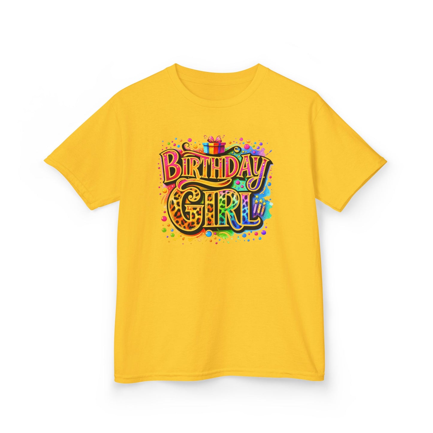 Birthday Girl Kids T‑Shirt — Colorful Confetti Party Tee