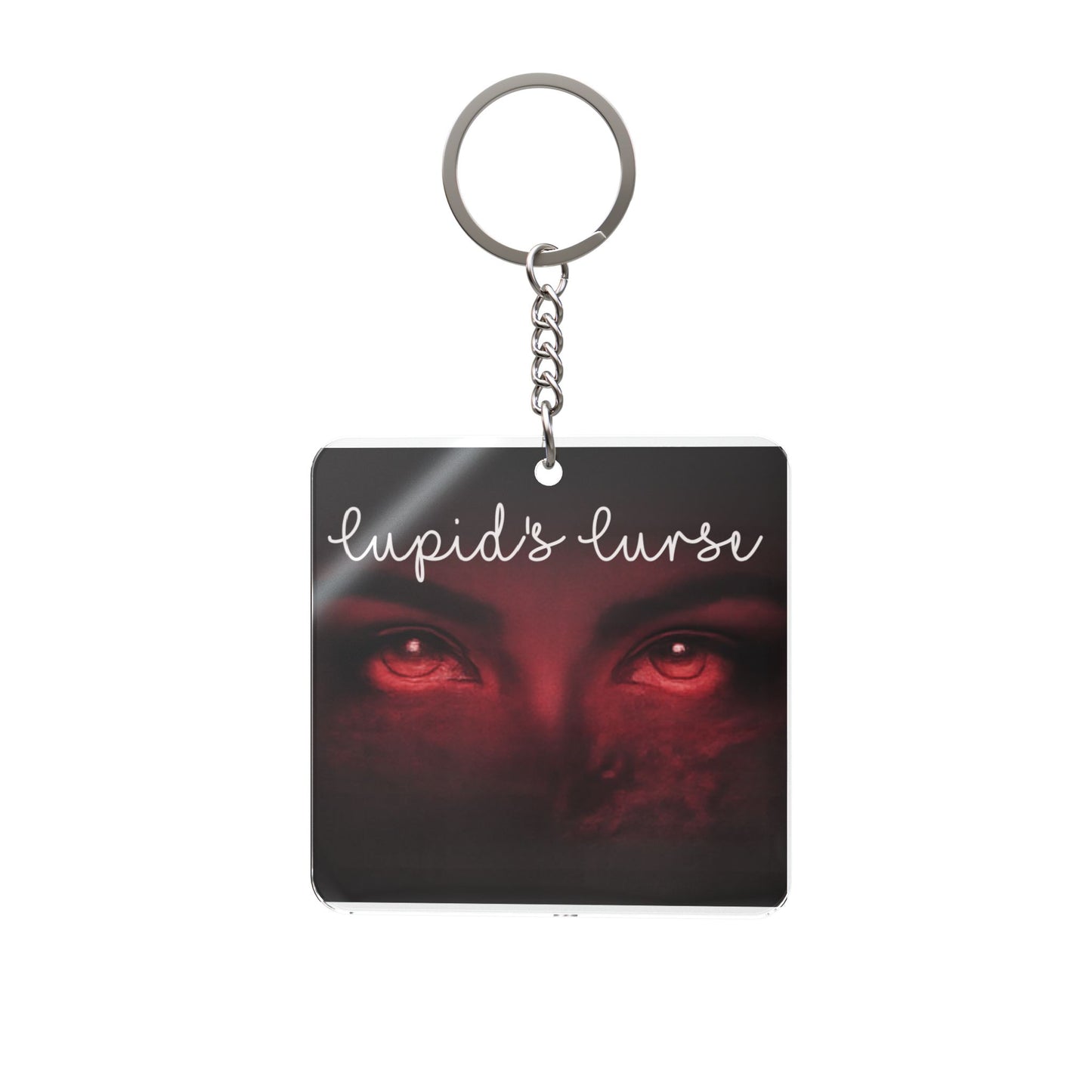 Square Keychain — 'Cupid's Curse' Gothic Red-Eyed Design