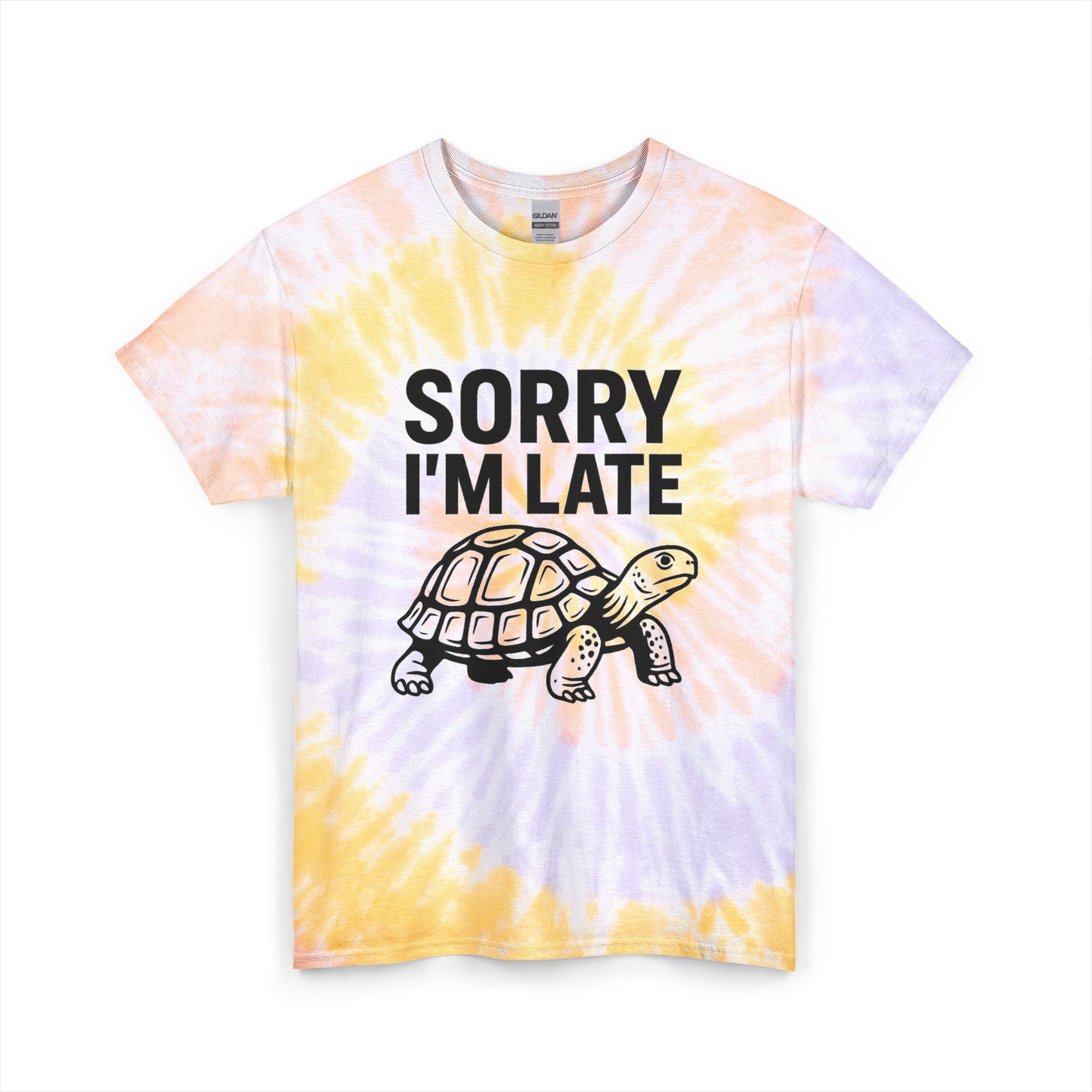 Playful Tie Dye Tee for Relaxed Vibes, Perfect Gift for Friends & Family, Casual Wear, Birthday Gift, Sorry I'm Late Design