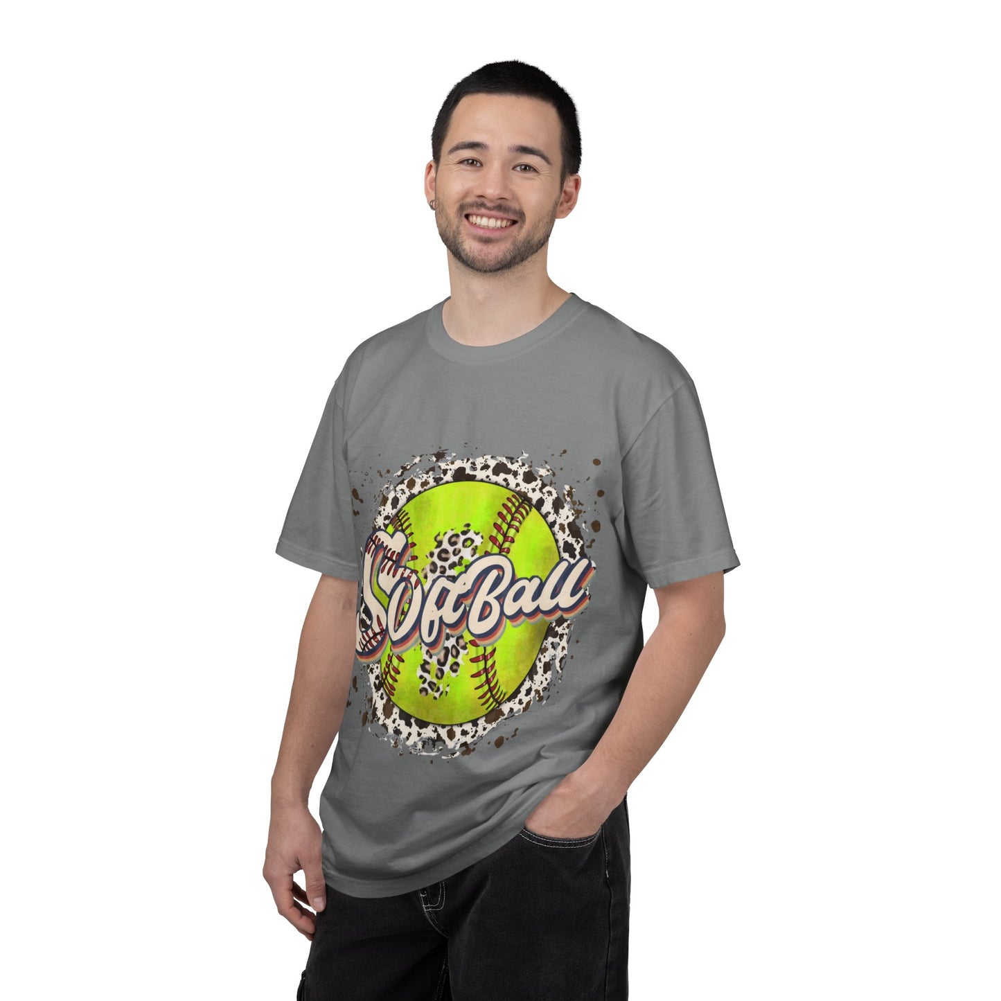 Softball Vintage Graphic T-Shirt — Neon Softball Logo Tee
