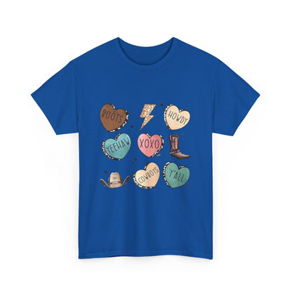 Cowgirl Candy Heart Tee — Cute Western Hearts Graphic T-Shirt (XOXO, Howdy, Y'all)
