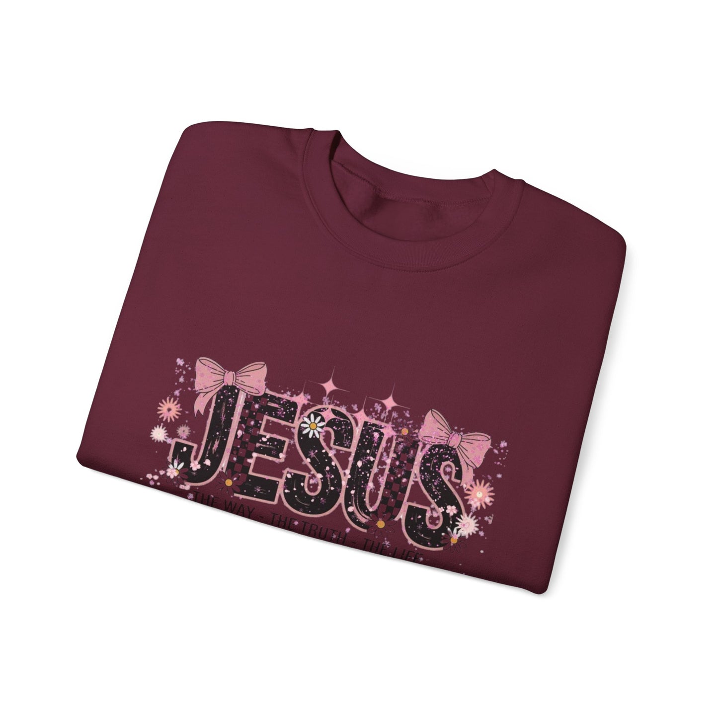 Jesus Floral Crewneck Sweatshirt – The Way The Truth The Life Christian Pullover