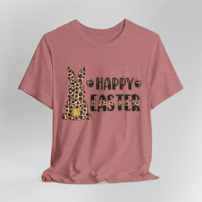 Leopard Print 'Happy Easter' Bunny Tee