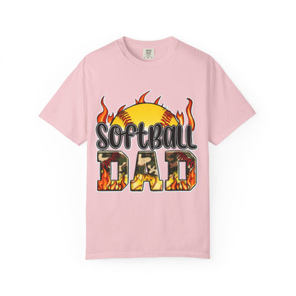Softball Dad T-Shirt — Flaming Softball Design