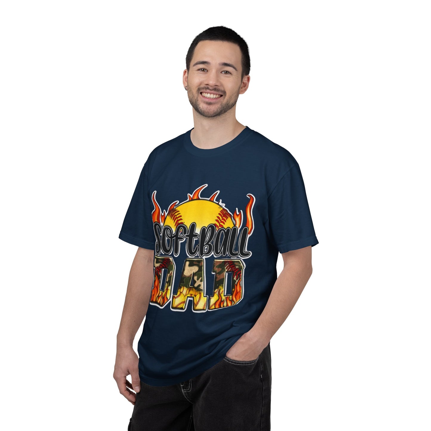 Softball Dad T-Shirt — Flaming Softball Design