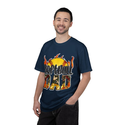 Softball Dad T-Shirt — Flaming Softball Design