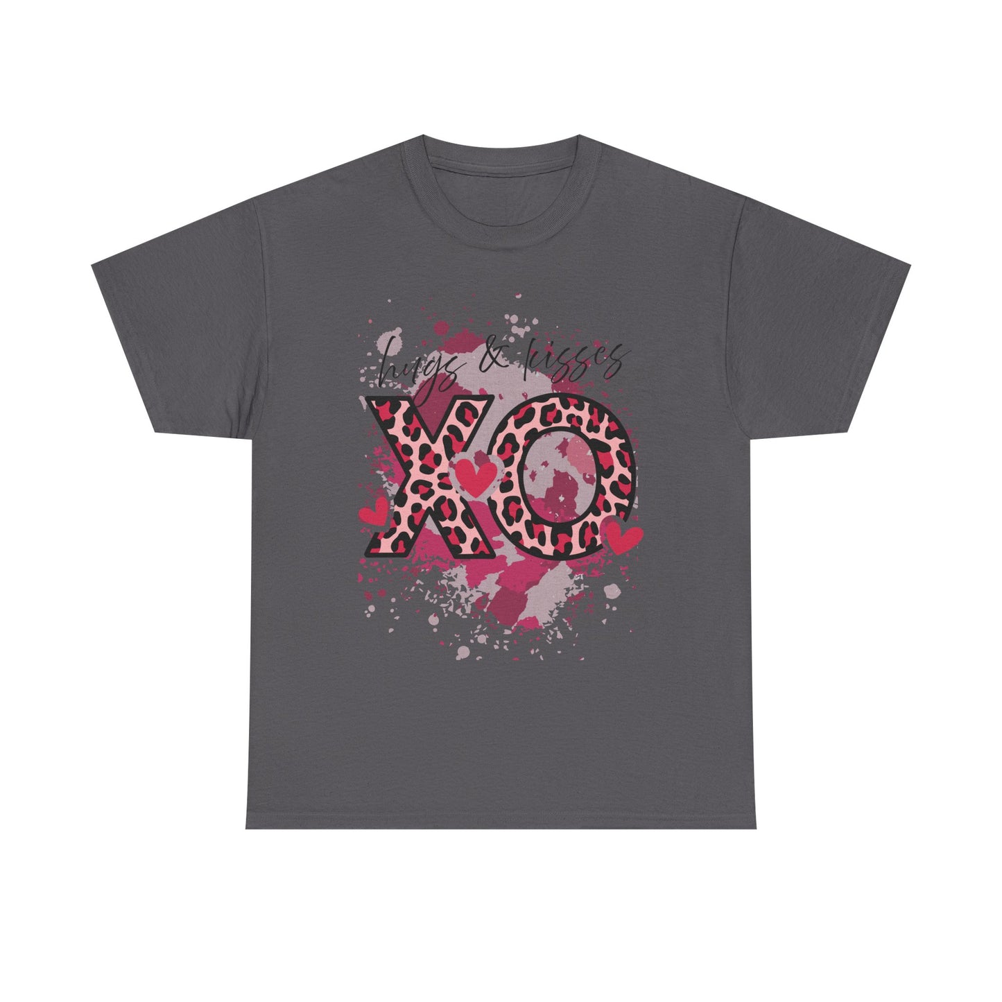 XO Hugs & Kisses Leopard Print Tee — Valentine's Day Graphic Shirt
