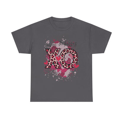 XO Hugs & Kisses Leopard Print Tee — Valentine's Day Graphic Shirt