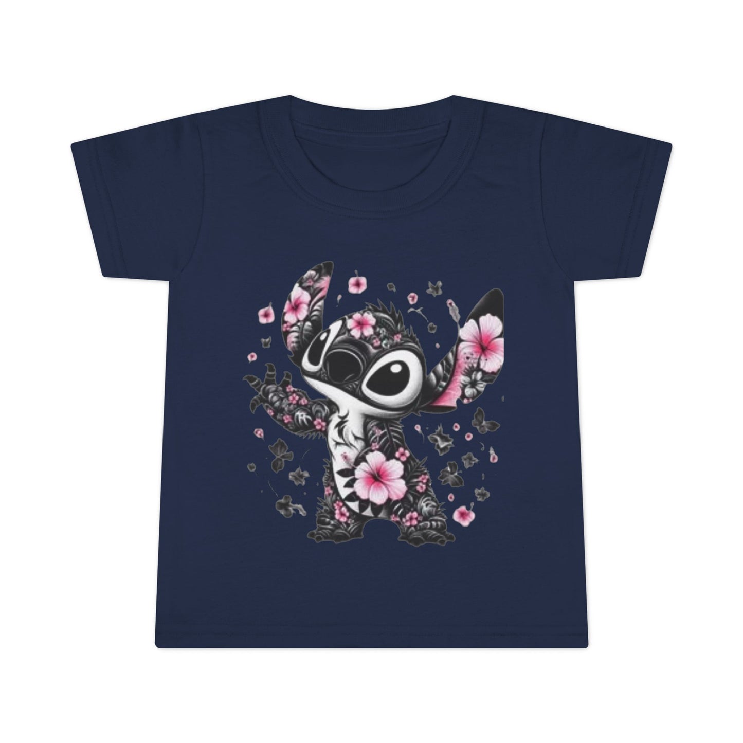 Toddler T-Shirt — Floral Stitch Character Kids Tee (Pink Hibiscus)