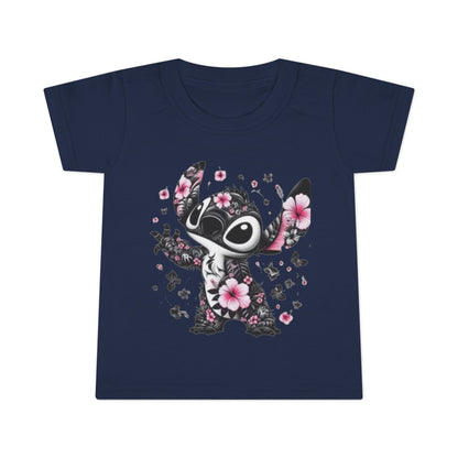 Toddler T-Shirt — Floral Stitch Character Kids Tee (Pink Hibiscus)