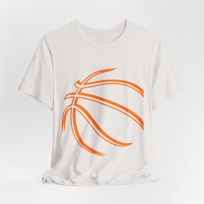 Basketball Line Art Tee — Orange Outline Basketball T-Shirt