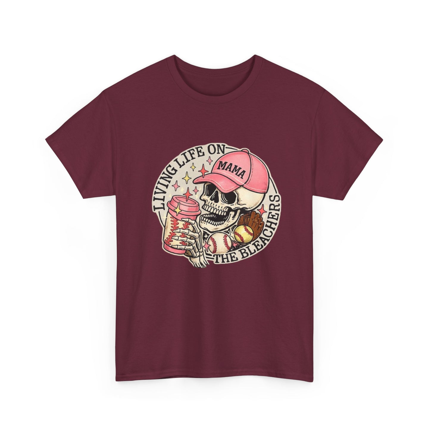 Living Life SPORTS MOM Skull Tee — Mama Cap Vintage Surf School Shirt