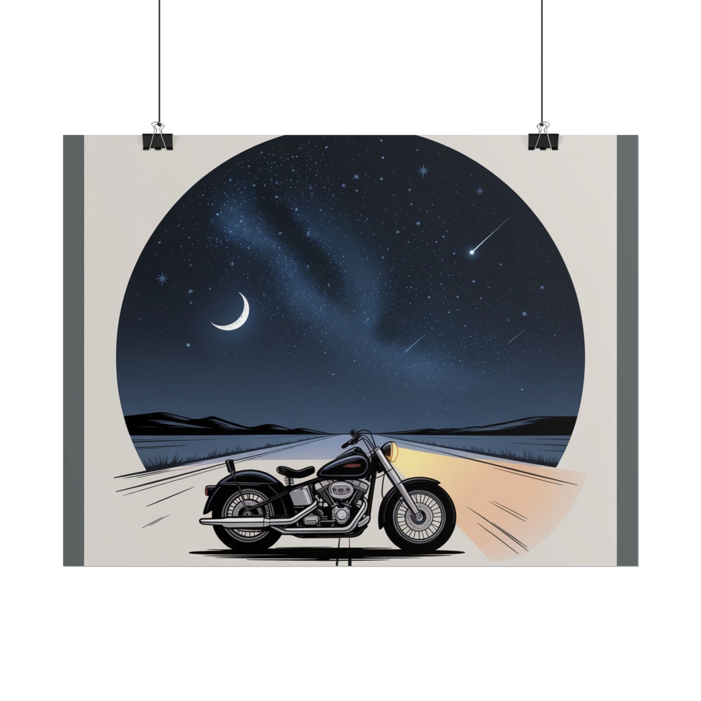 Motorcycle Night Sky Rolled Posters