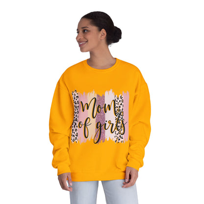 Mom of Girls Leopard Brushstroke Crewneck Sweatshirt