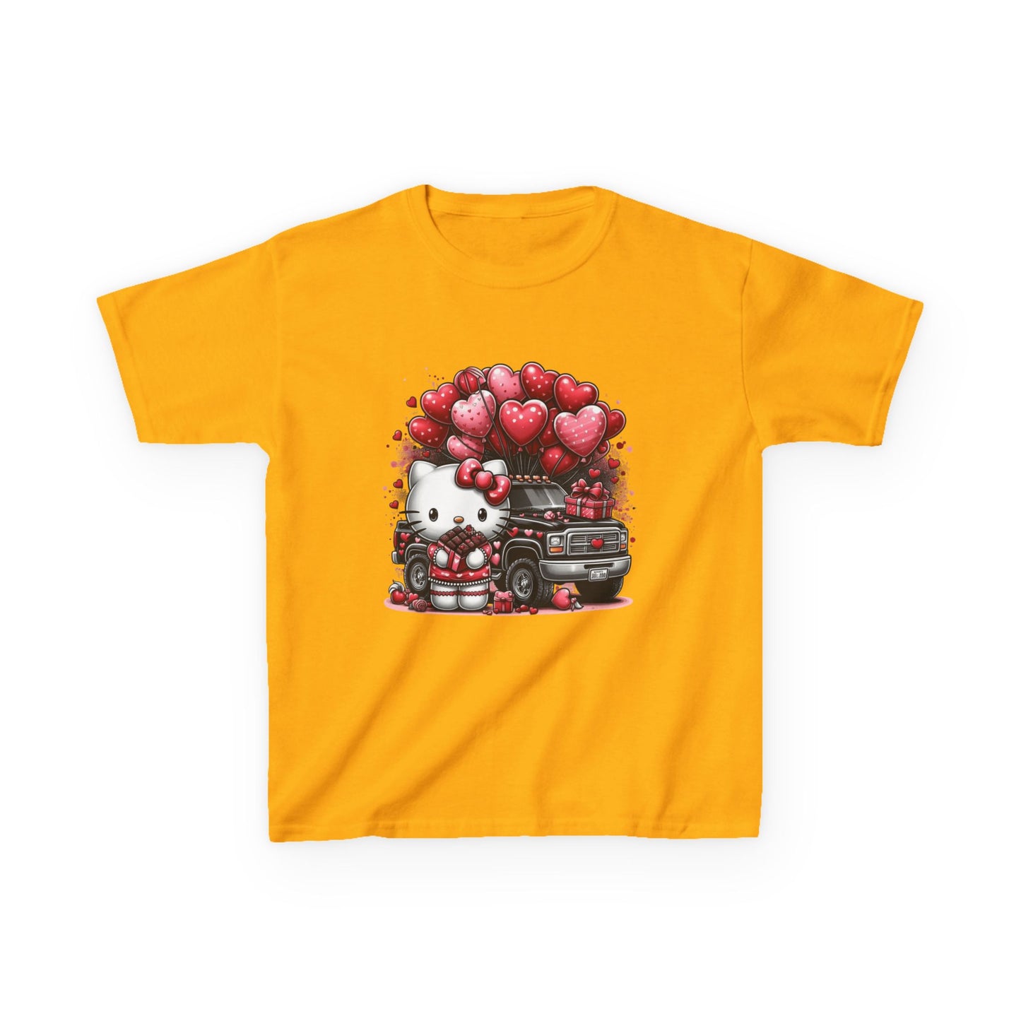 Kids Tee — Cute Kitty with Heart Balloons Valentine Shirt