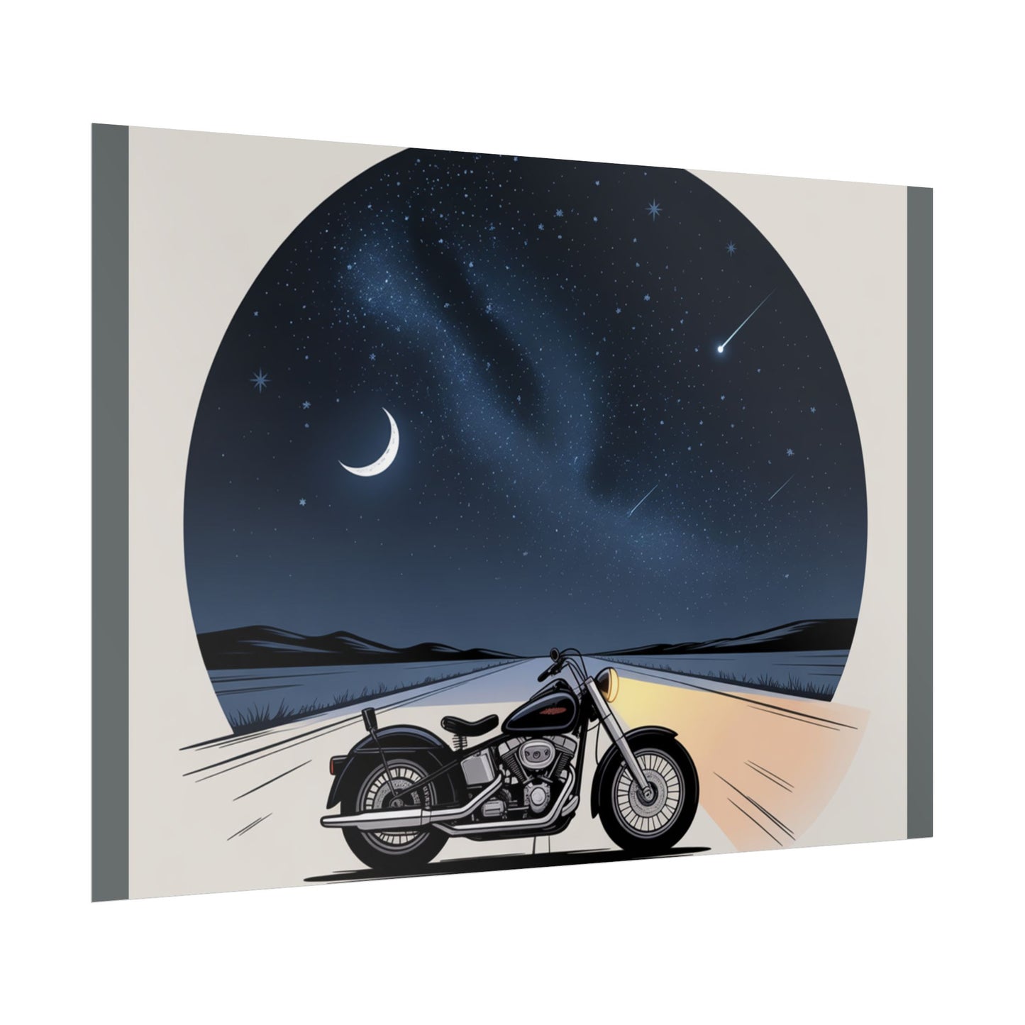 Motorcycle Night Sky Rolled Posters