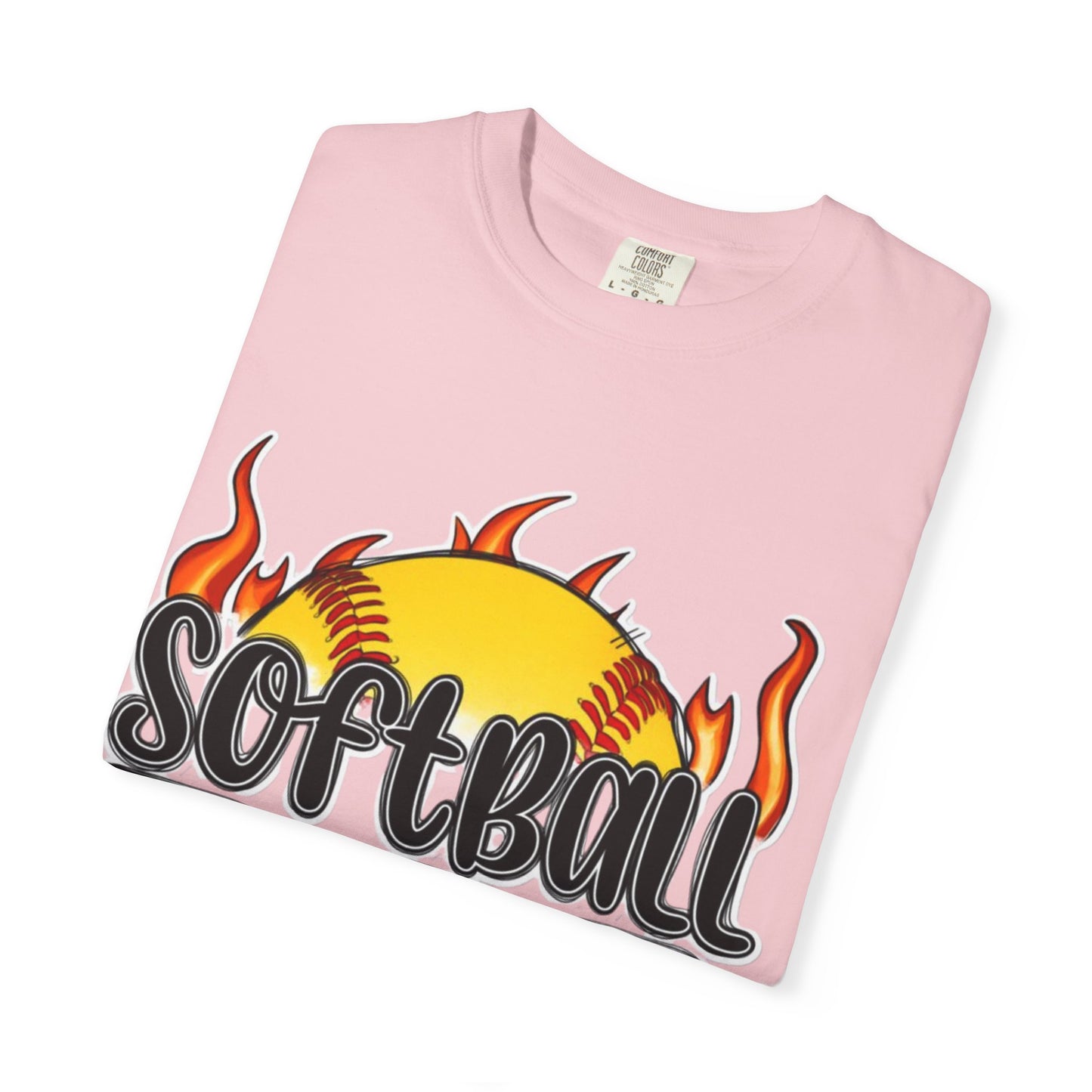 Softball Dad T-Shirt — Flaming Softball Design