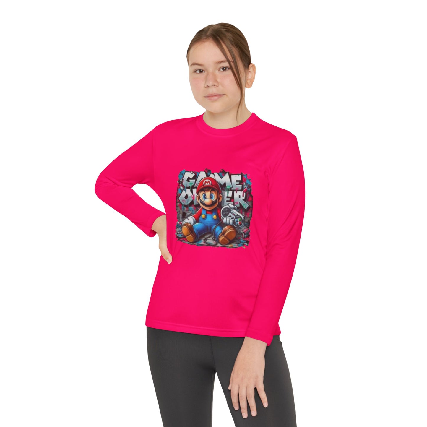 "Game Over" Graphic Youth Long Sleeve Gamer Character Tee