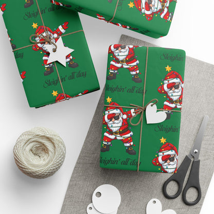 Dabbin' Santa Pattern Wrapping Paper Roll