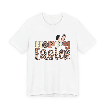 Happy Easter Leopard Print Tee — Cute Bunny Egg Holiday T-Shirt