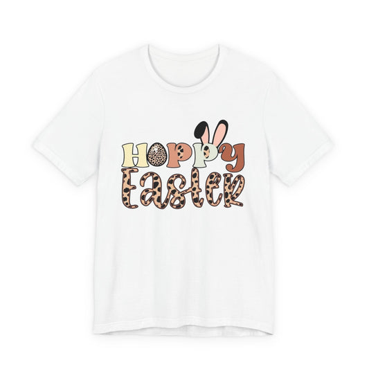 Happy Easter Leopard Print Tee — Cute Bunny Egg Holiday T-Shirt