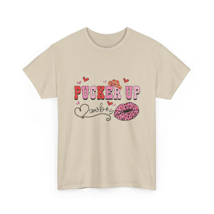 Pucker Up Kiss Graphic Tee – Cute Valentine’s Day Leopard Lip Design