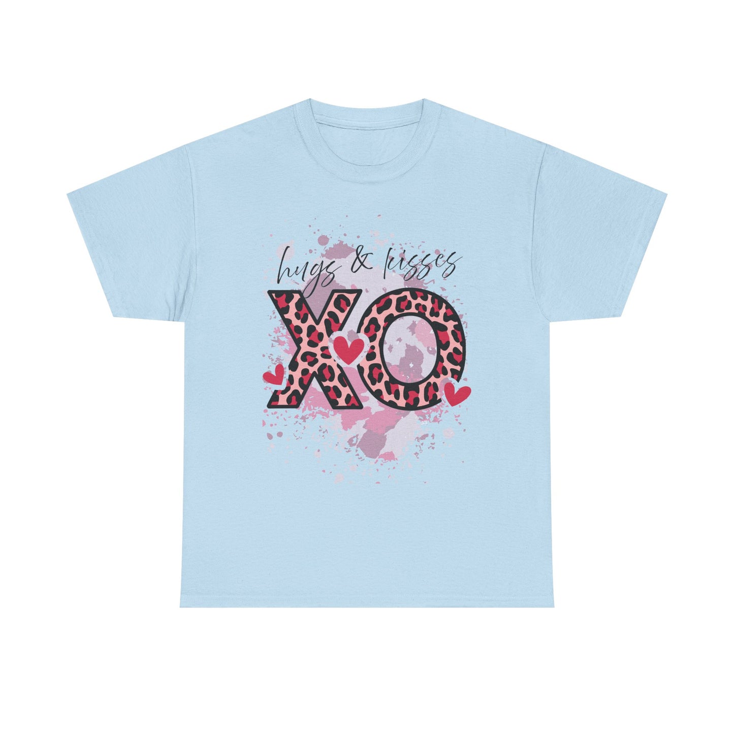 XO Hugs & Kisses Leopard Print Tee — Valentine's Day Graphic Shirt