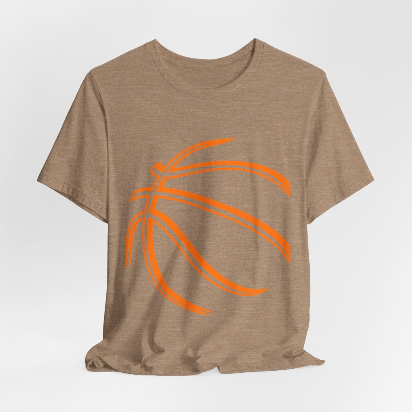Basketball Line Art Tee — Orange Outline Basketball T-Shirt