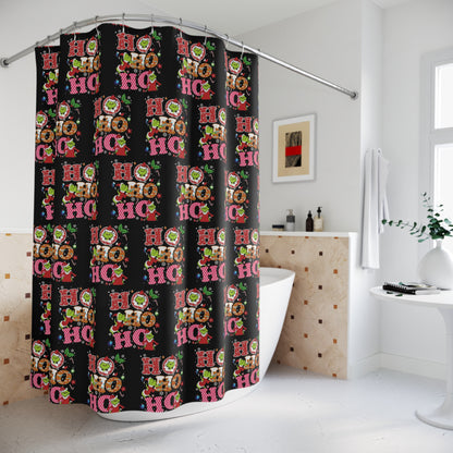 Black- HoHoHo Shower Curtain, Grinch Theme