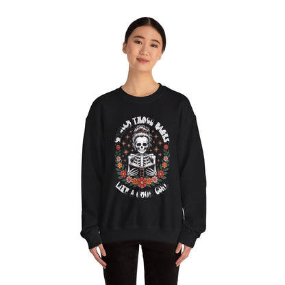 Skeleton Reading Sweatshirt — "And Then There Were None" Floral Gothic Crewneck