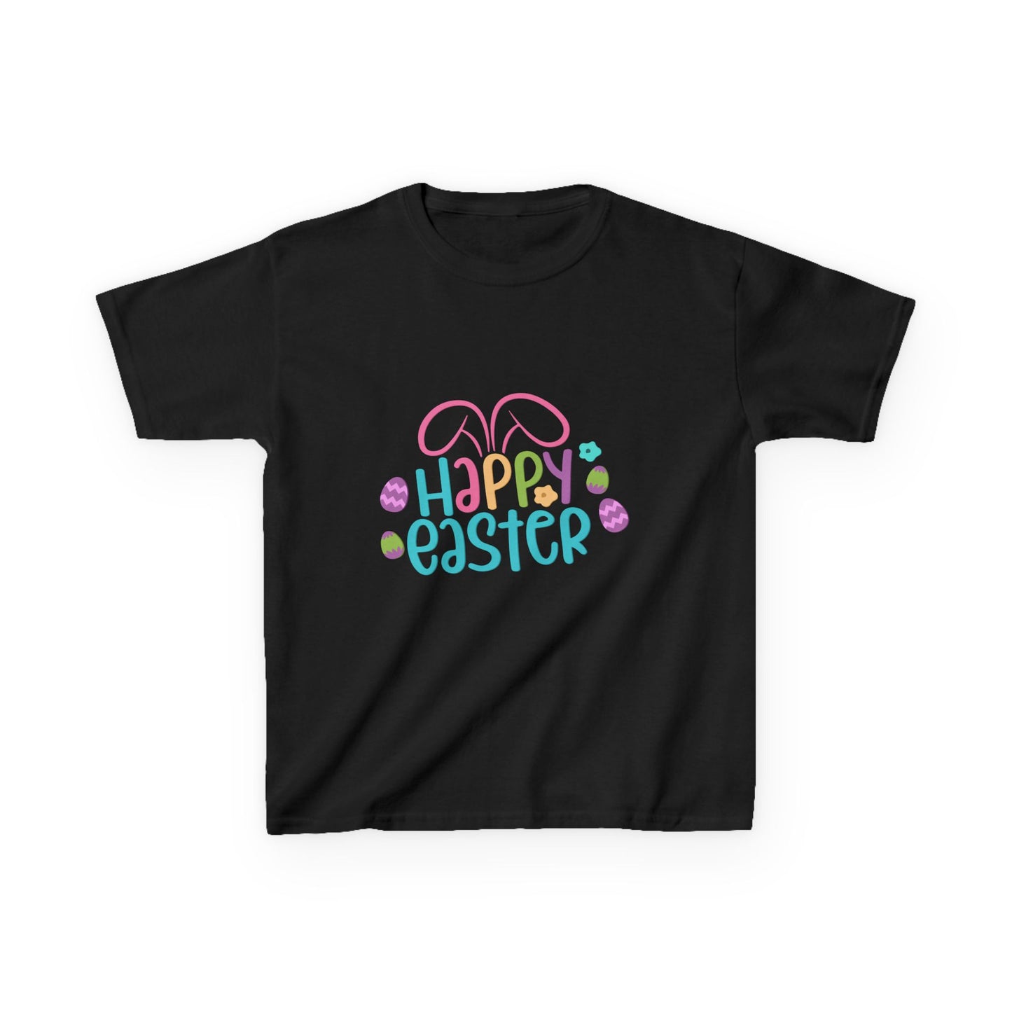 Happy Easter Kids Tee — Bunny Ears & Easter Eggs Holiday Shirt
