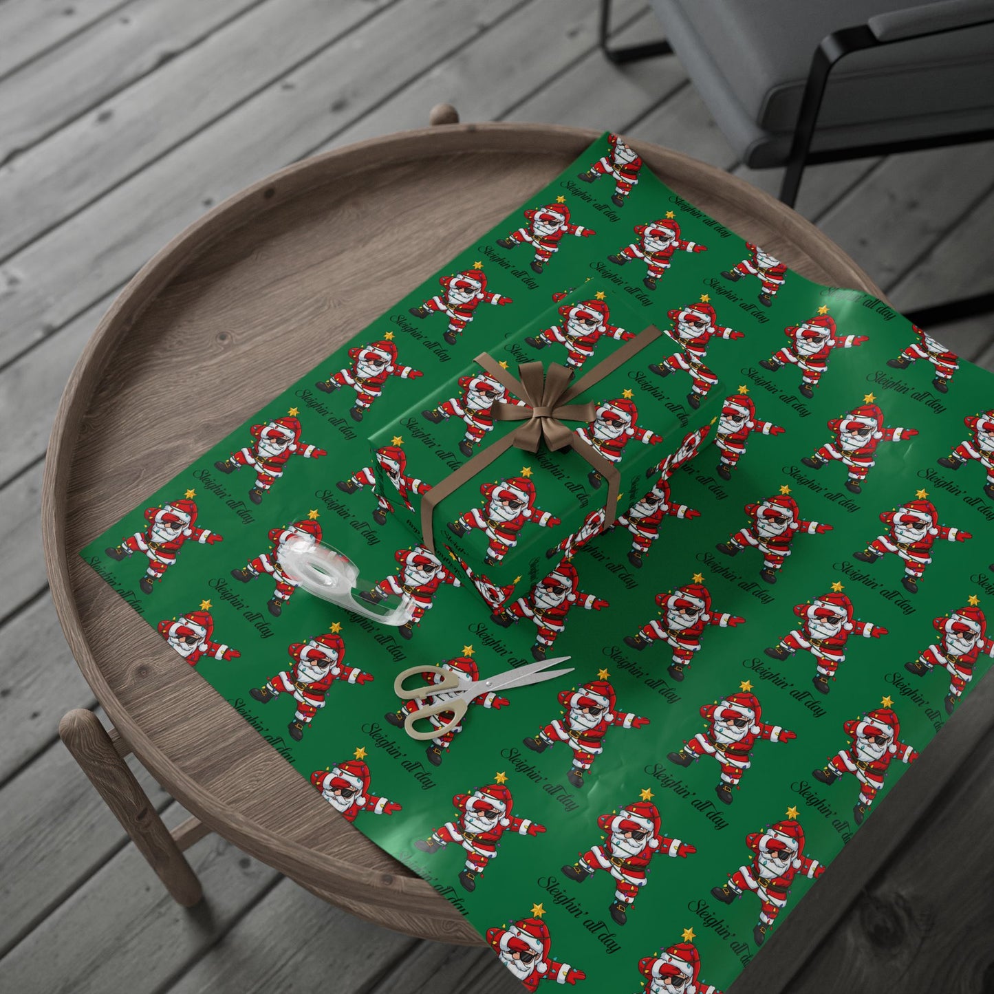 Dabbin' Santa Pattern Wrapping Paper Roll