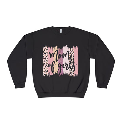 Mom of Girls Leopard Brushstroke Crewneck Sweatshirt