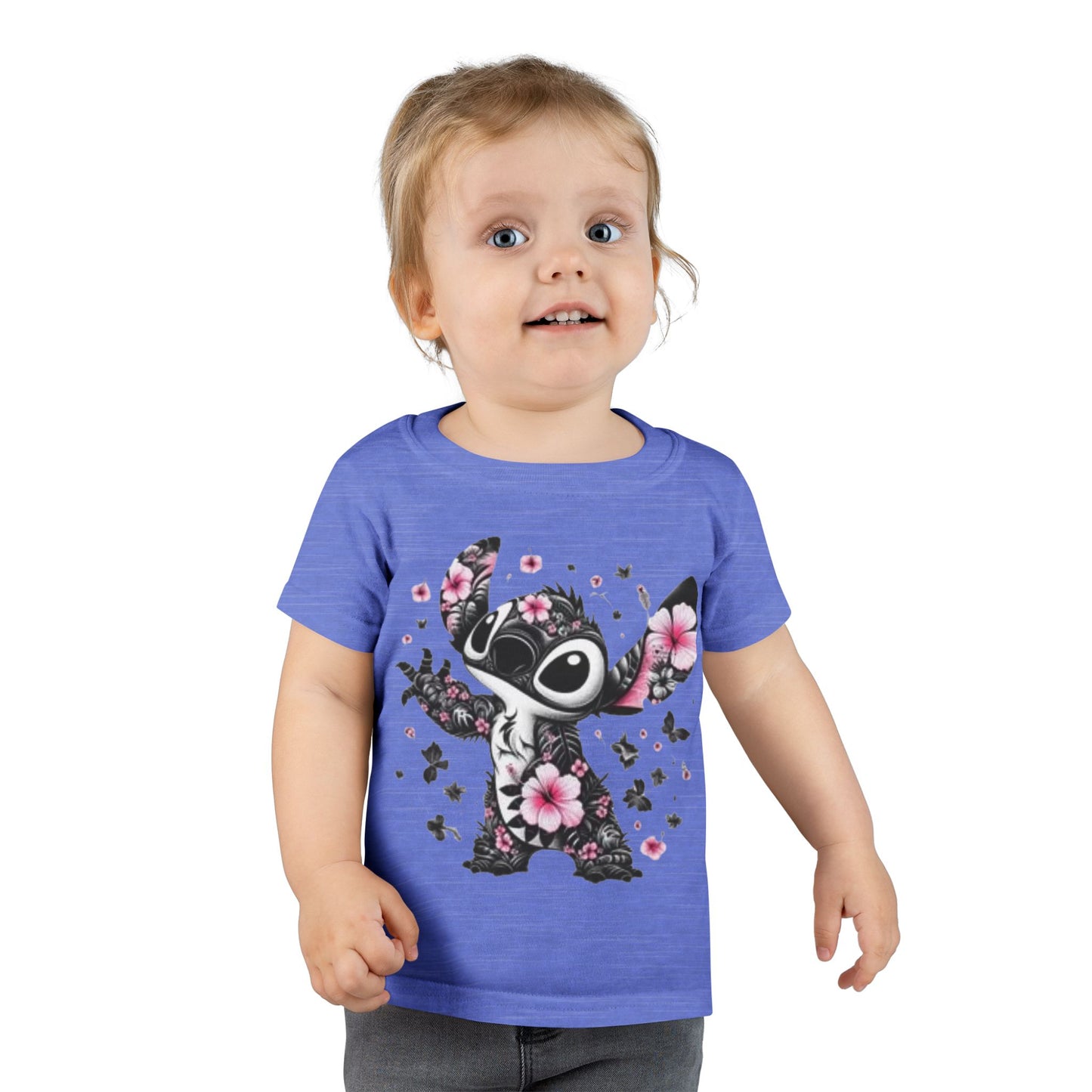 Toddler T-Shirt — Floral Stitch Character Kids Tee (Pink Hibiscus)