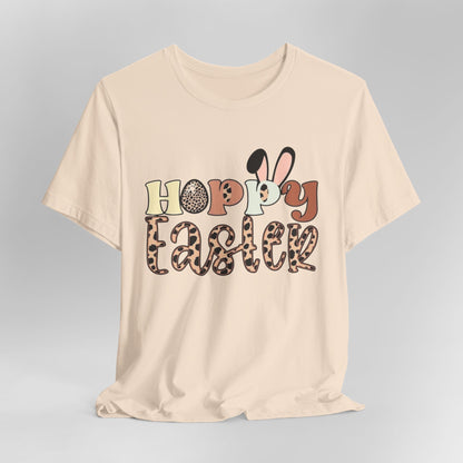 Happy Easter Leopard Print Tee — Cute Bunny Egg Holiday T-Shirt