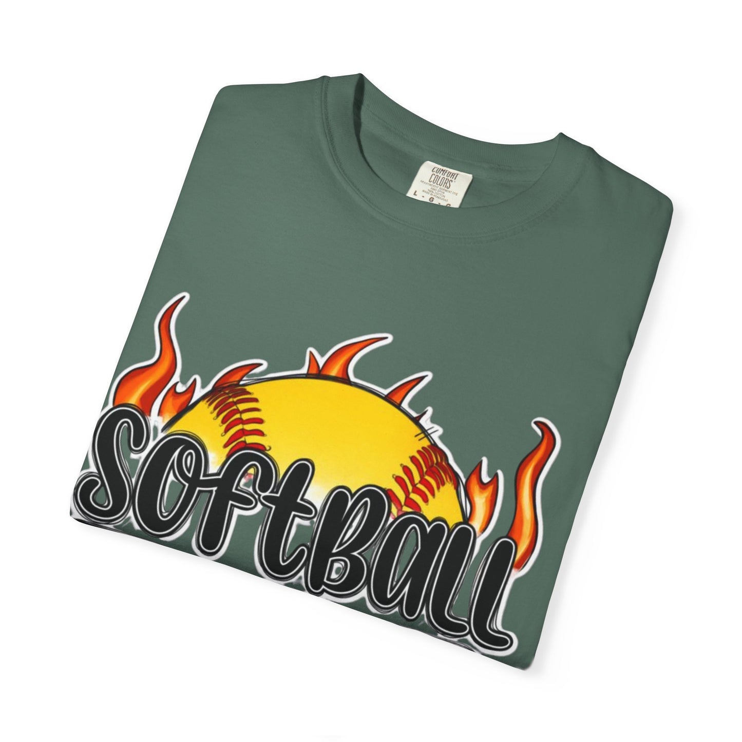 Softball Dad T-Shirt — Flaming Softball Design