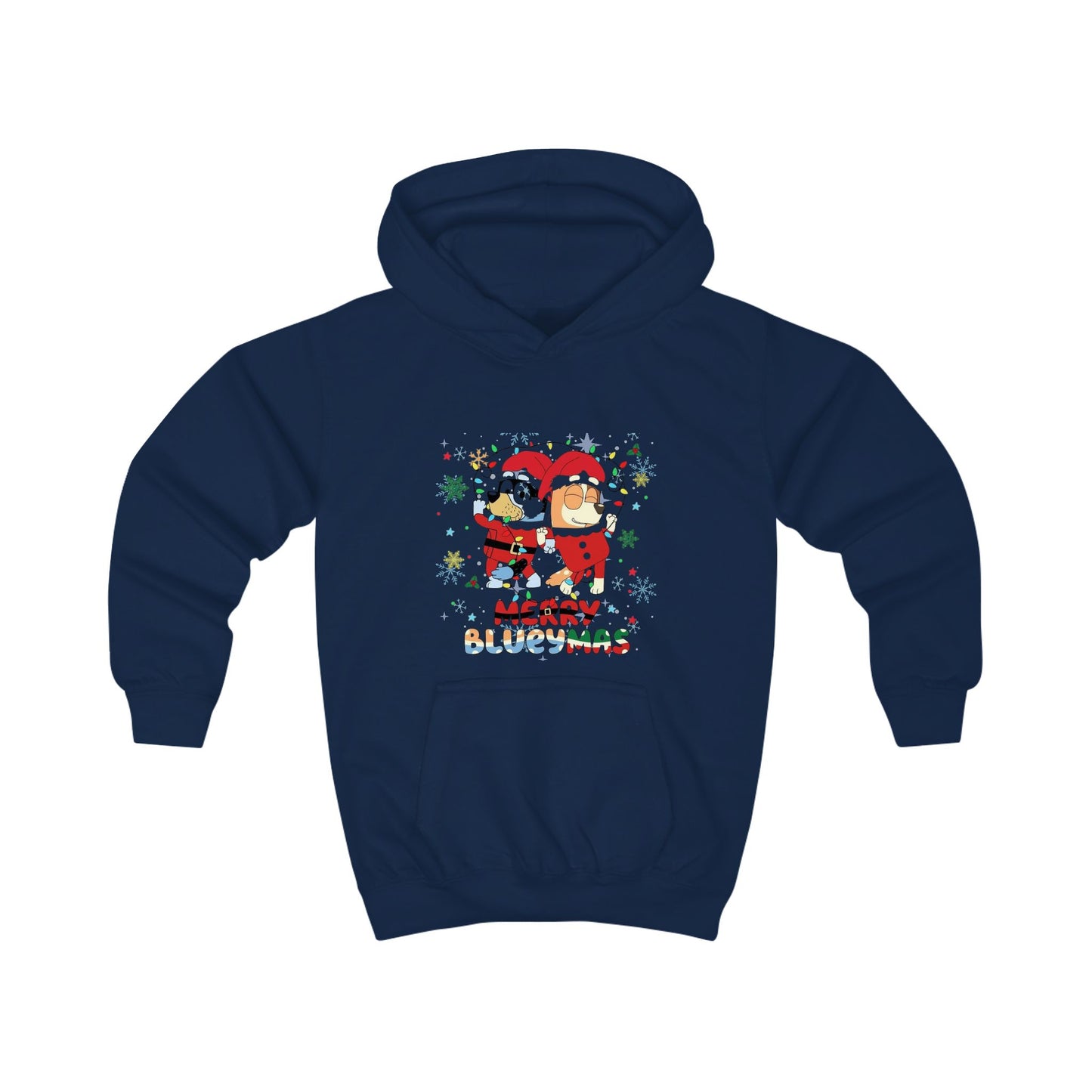 Kids Hoodie - Merry Christmas Cartoon Santa Penguins Holiday Sweatshirt